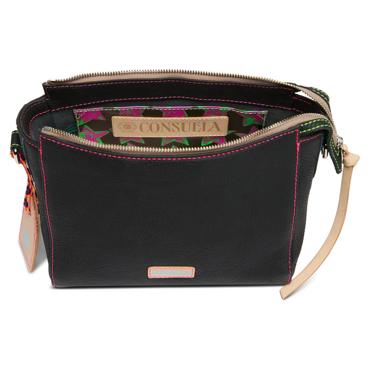 Consuela Cyndi City Bag — Black Pebble Leather Crossbody
