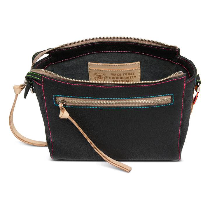 Consuela Cyndi City Bag — Black Pebble Leather Crossbody
