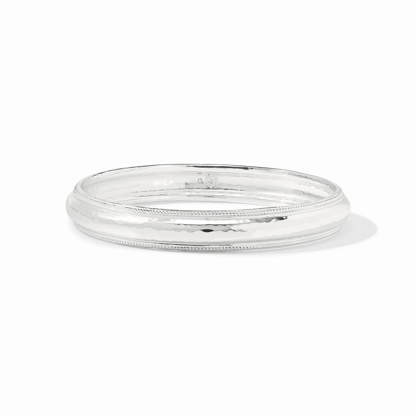 Julie Vos Cannes Bangle in silver featuring a signature hand-hammered texture and polished finish.