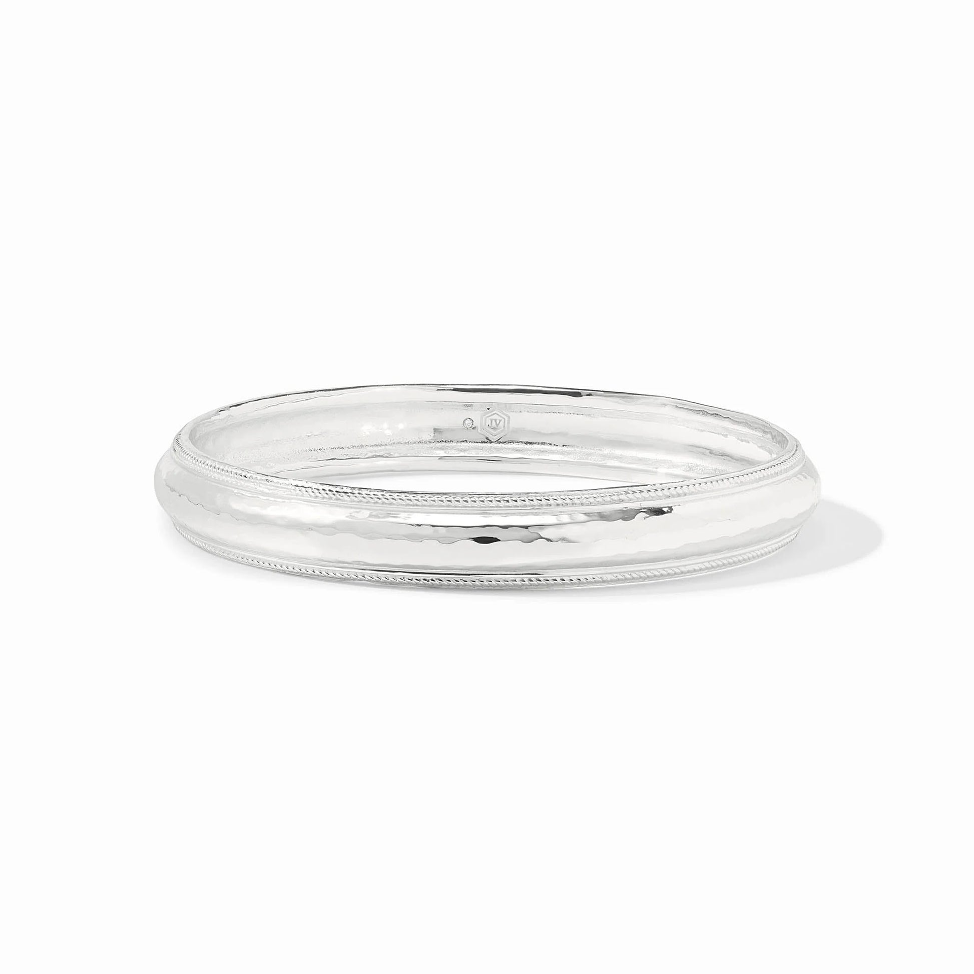Julie Vos Cannes Bangle in silver featuring a signature hand-hammered texture and polished finish.