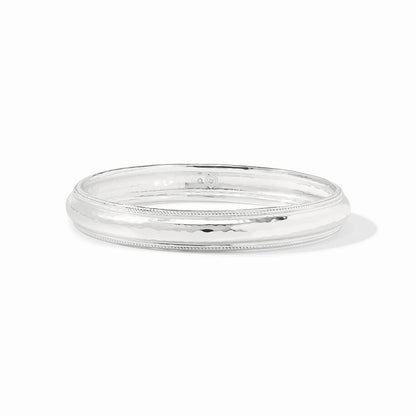 Julie Vos Cannes Bangle in silver featuring a signature hand-hammered texture and polished finish.