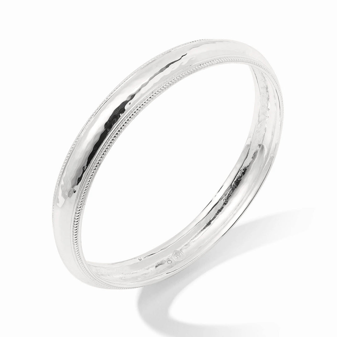 Cannes Silver Bangle - Hand-Hammered Stackable Designer Bangle