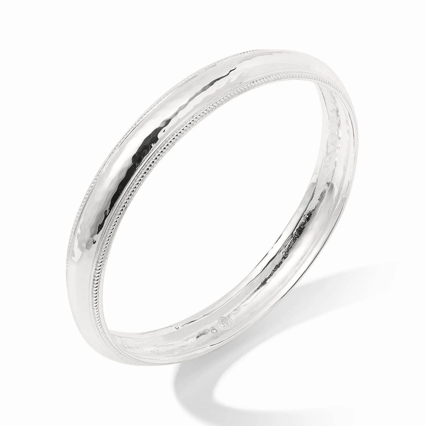 Cannes Silver Bangle - Hand-Hammered Stackable Designer Bangle