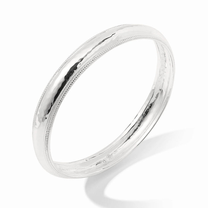 Cannes Silver Bangle - Hand-Hammered Stackable Designer Bangle
