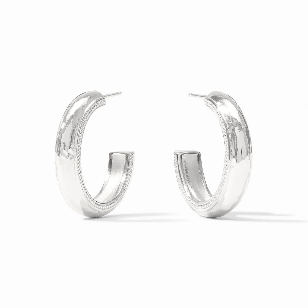 Cannes Silver Hoop - 24K Silver Plated Textured Hoops