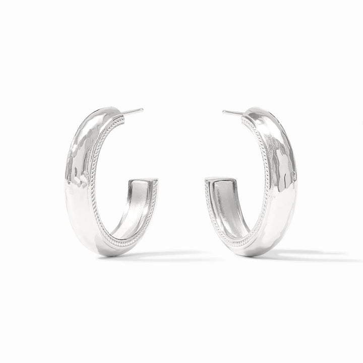 Cannes Silver Hoop - 24K Silver Plated Textured Hoops