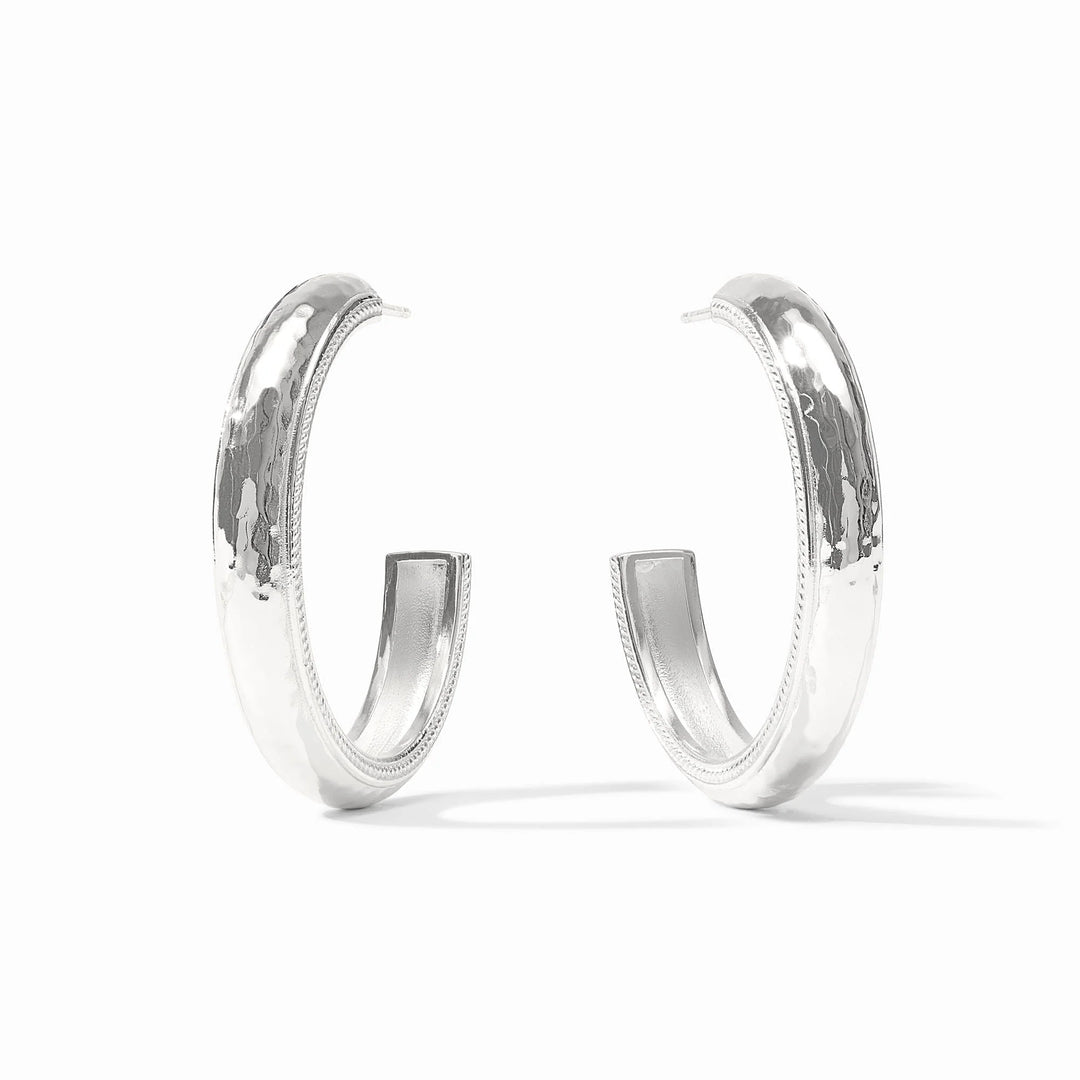 Cannes Silver Hoop - 24K Silver Plated Textured Hoops