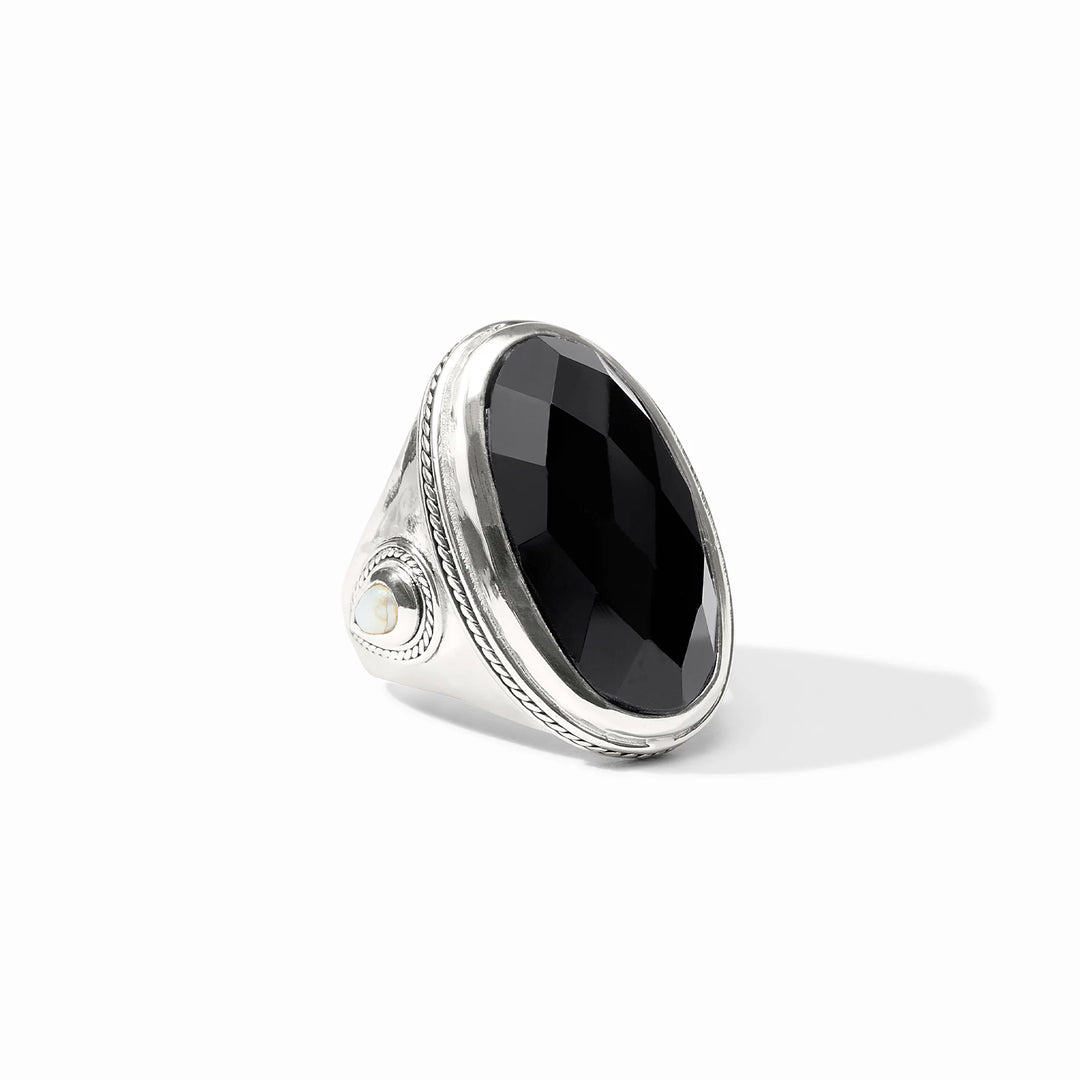 Cannes Statement Ring - Silver/Obsidian Black