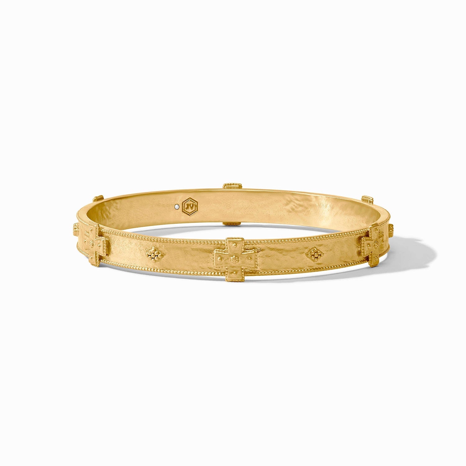 Julie Vos Canterbury Bangle in 24K gold featuring a signature hand-hammered texture and polished finish.