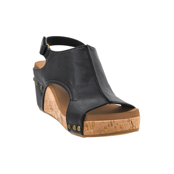 Corkys Carley Platform Wedge Sandals in Black
