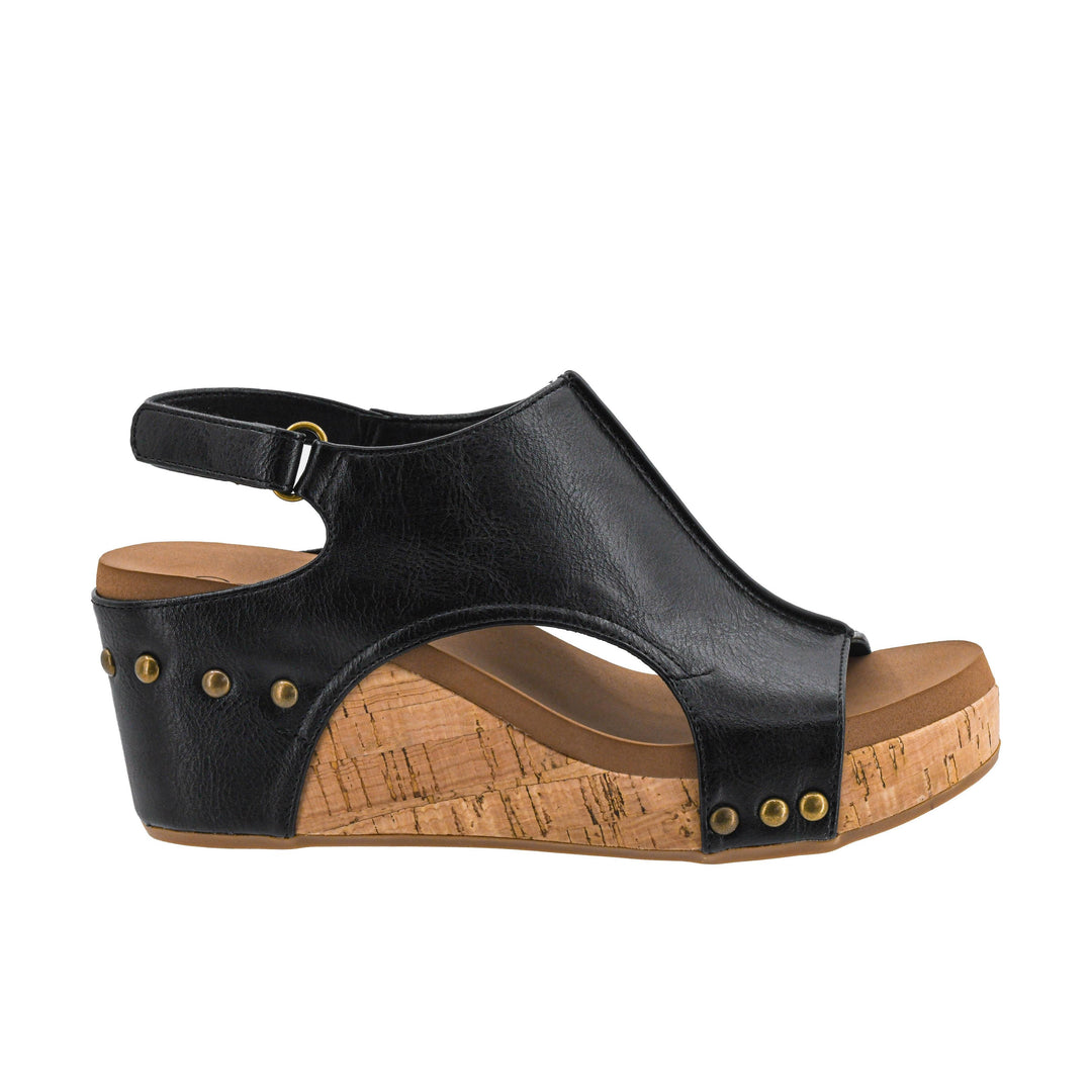 Corkys Carley Platform Wedge Sandals in Black