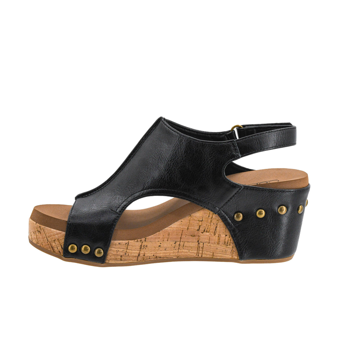 Corkys Carley Platform Wedge Sandals in Black