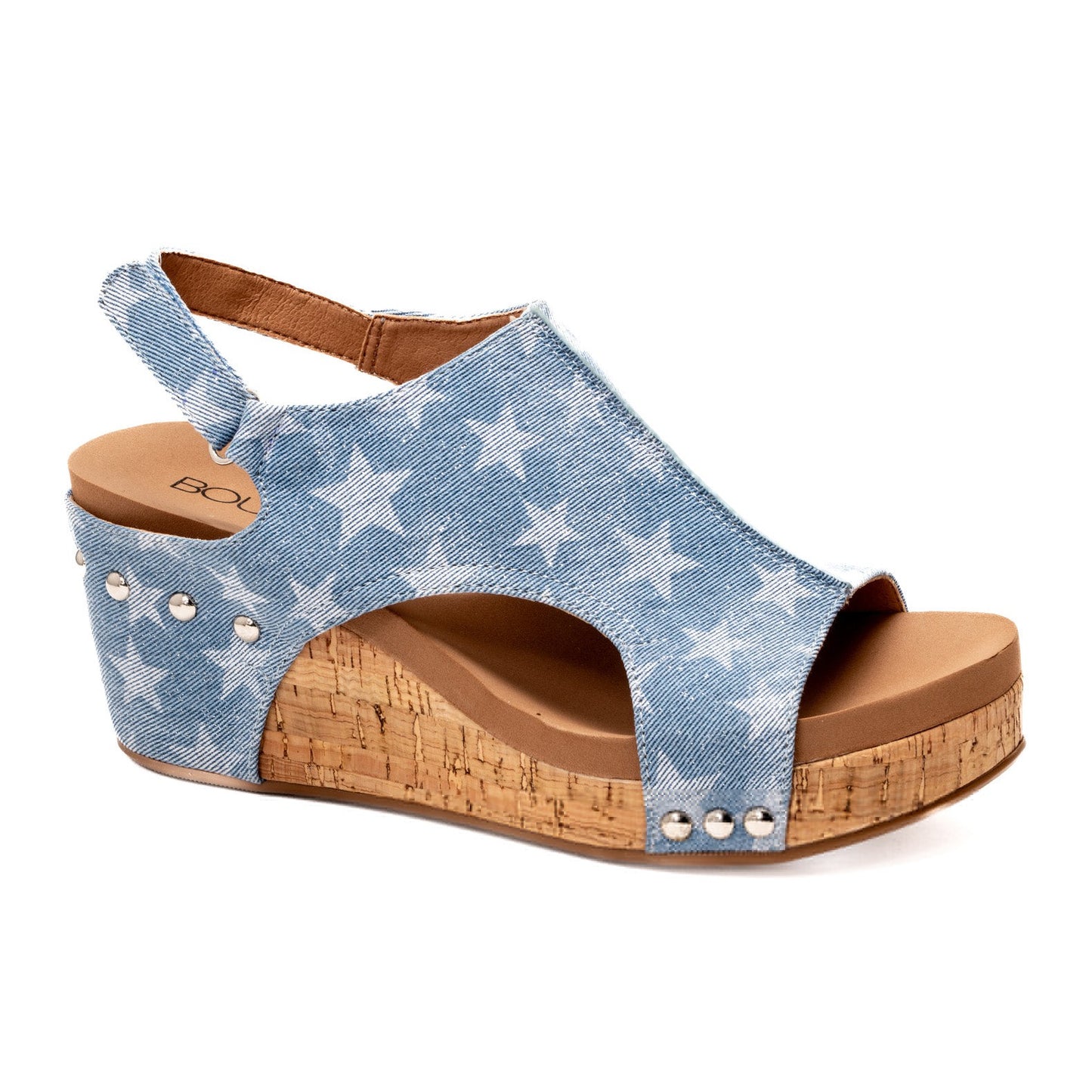 Light Blue Denim Stars Carley Wedge