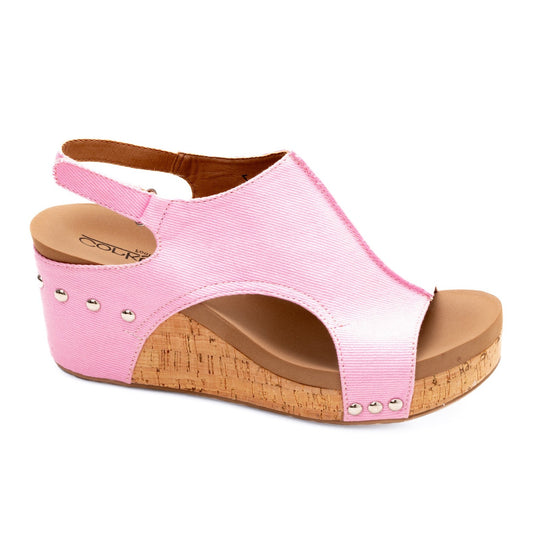 Light Pink Canvas Carley Wedges