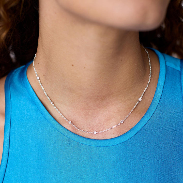 Celeste Delicate Station Necklace - Pure Silver &amp; Cubic Zirconia