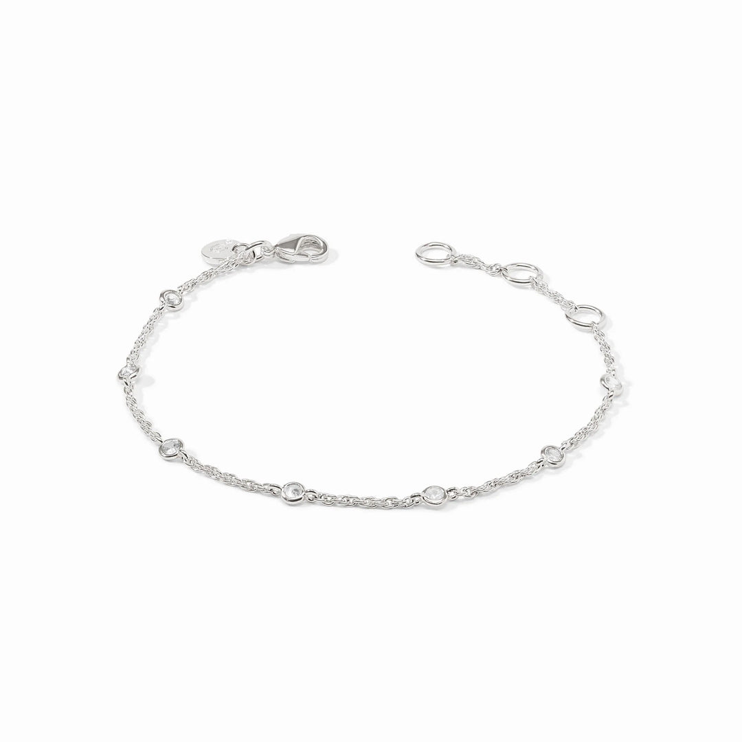 Julie Vos Celeste Delicate Silver Bracelet featuring a thin chain and sparkling cubic zirconia accents.