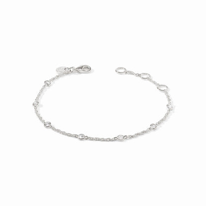 Julie Vos Celeste Delicate Silver Bracelet featuring a thin chain and sparkling cubic zirconia accents.