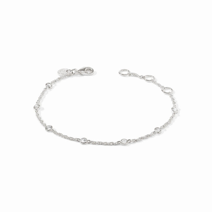 Julie Vos Celeste Delicate Silver Bracelet featuring a thin chain and sparkling cubic zirconia accents.