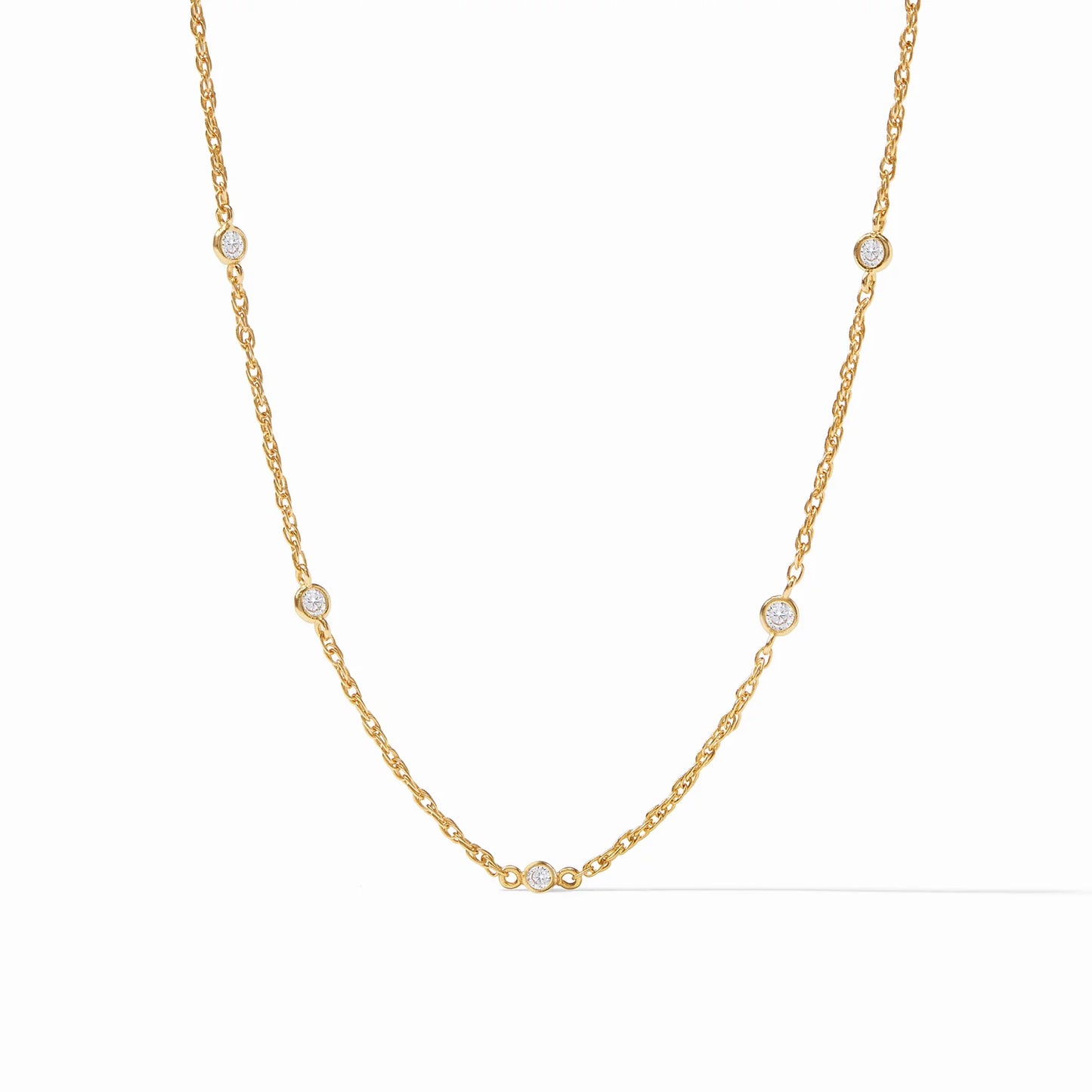 Celeste Delicate Station Necklace Gold-Cubic Zirconia