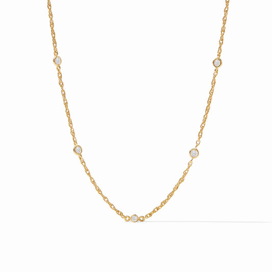 Celeste Delicate Station Necklace Gold-Cubic Zirconia