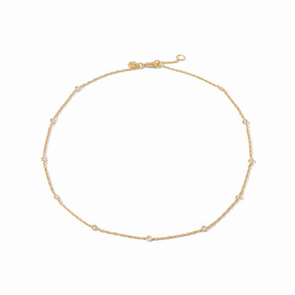 Celeste Delicate Station Necklace Gold-Cubic Zirconia