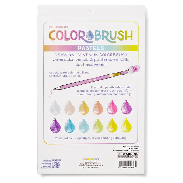 Snifty Pastel Colorbrush kit featuring 12 double-ended pastel watercolor pencils in a clear case.