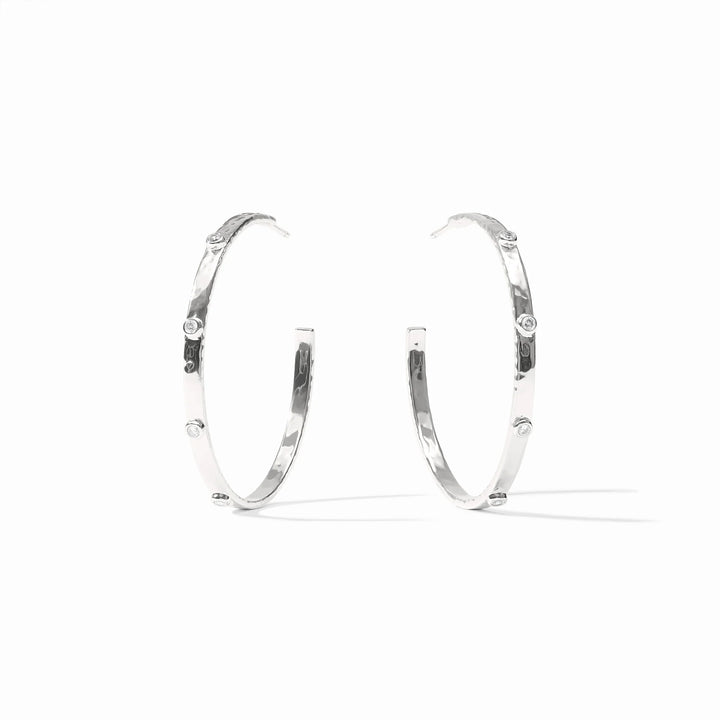 Julie Vos Crescent Stone Hoop Earrings - Pure Silver Plate