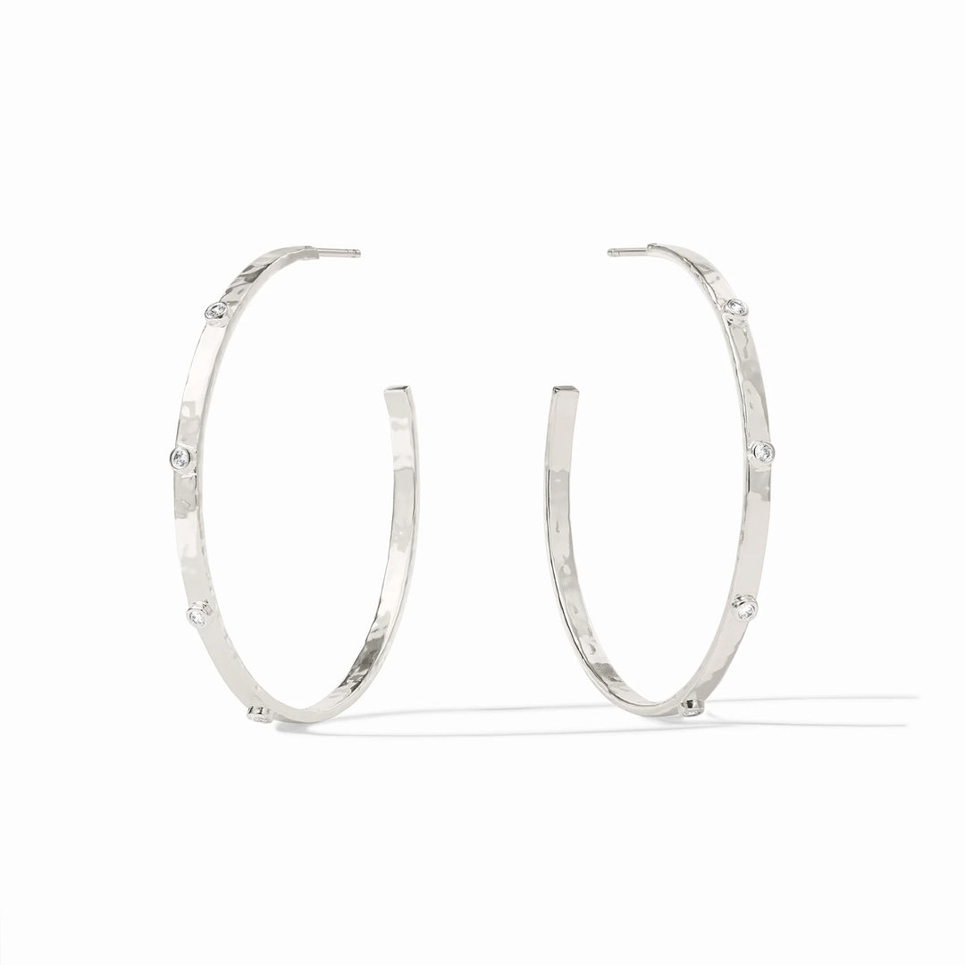 Julie Vos Crescent Stone Hoop Earrings - Pure Silver Plate