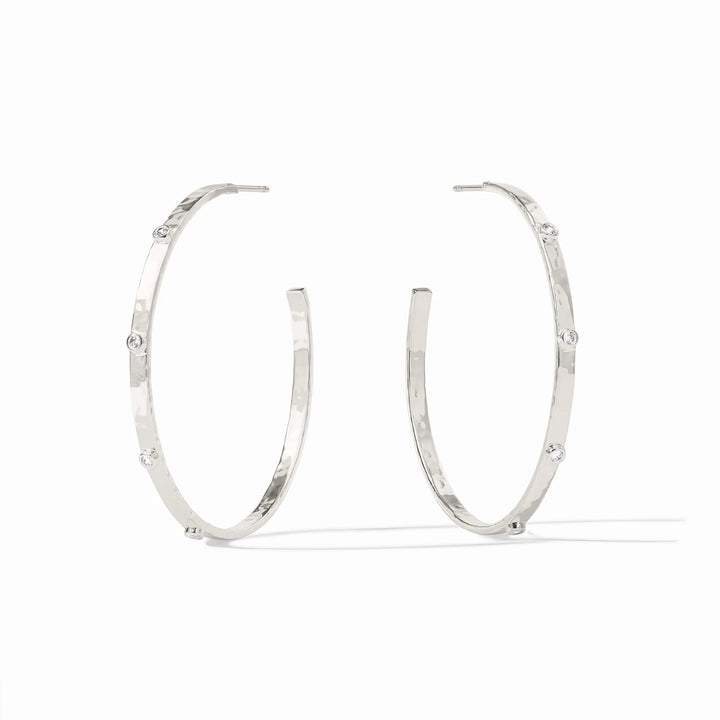 Julie Vos Crescent Stone Hoop Earrings - Pure Silver Plate