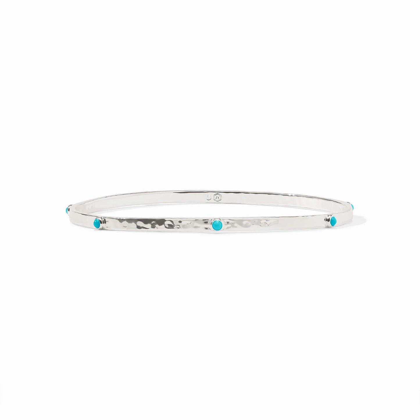 Crescent Stone Bangle - Silver