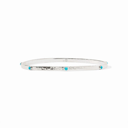 Crescent Stone Bangle - Silver