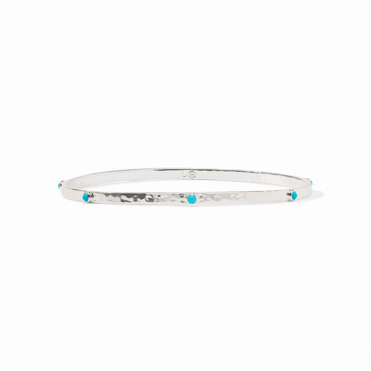 Crescent Stone Bangle - Silver