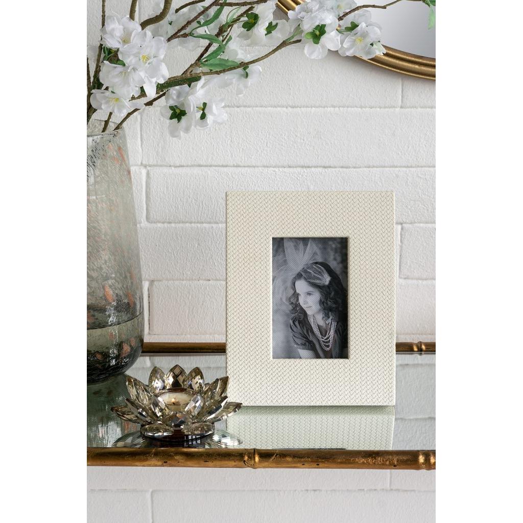 White Faux Leather Photo Frame 3.5x5.5