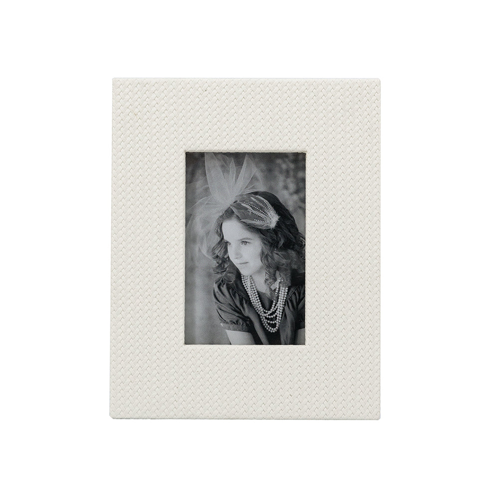 White Faux Leather Photo Frame 3.5x5.5
