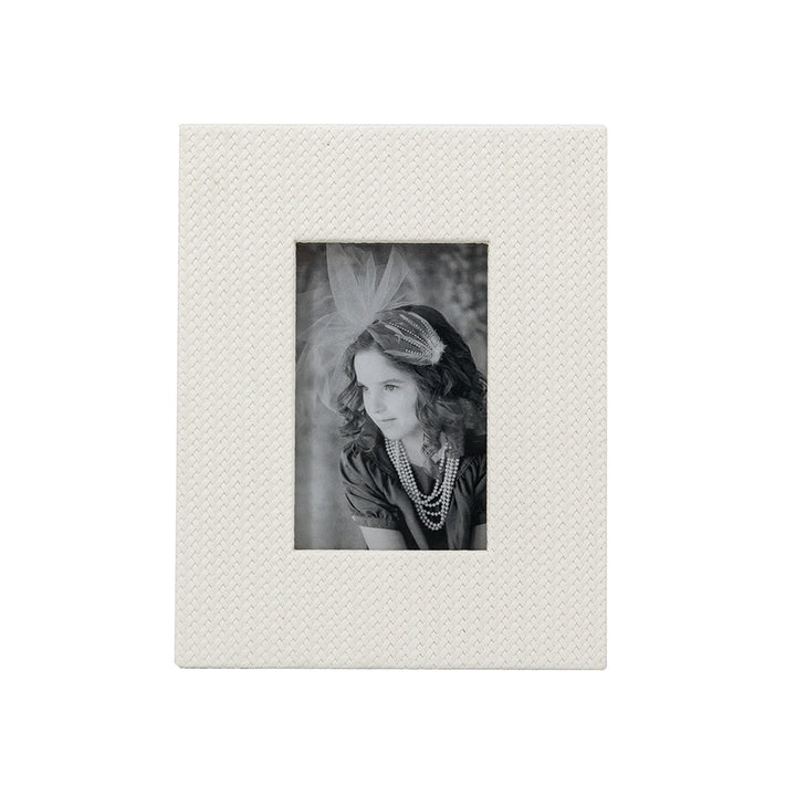 White Faux Leather Photo Frame 3.5x5.5