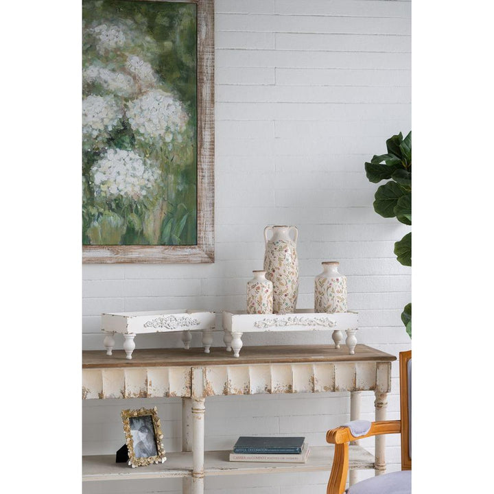 Decorative Fir Wood and Resin Riser with Distressed White Finish