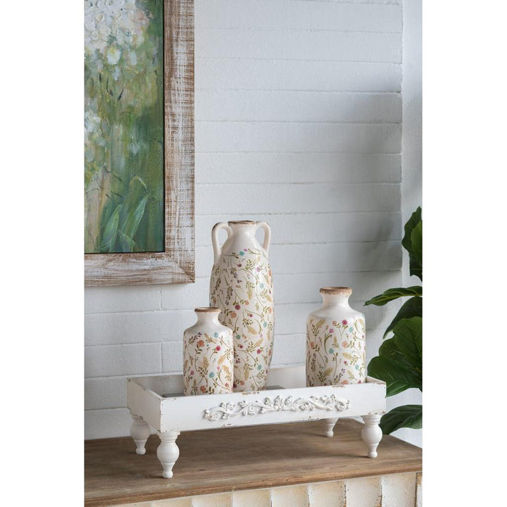 Decorative Fir Wood and Resin Riser with Distressed White Finish