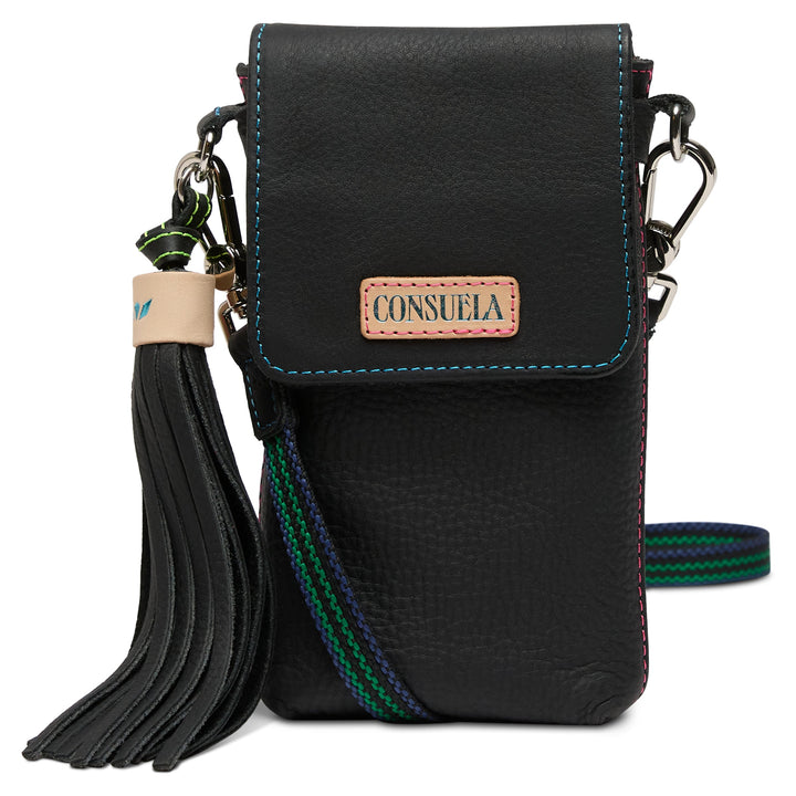 Consuela Cyndi Dash Crossbody bag featuring a colorful soft leather exterior and woven strap.