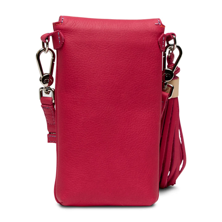 Back exterior of the pink Maren Dash bag showing the convenient slide pocket for cards.
