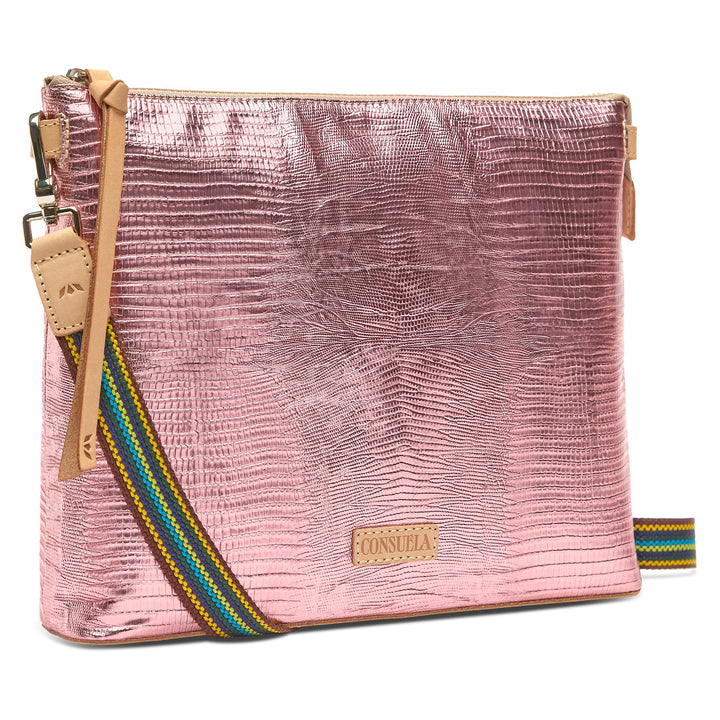 Spacious interior of the Elodie Downtown Crossbody showing the slide pocket and built-in credit card slots.
