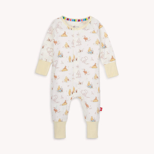 Disney Moments with Friends white convertible magnetic coverall featuring Winnie the Pooh in soft modal fabric.