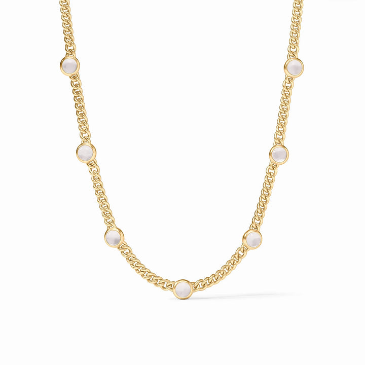 Julie Vos Dolce Delicate Station Necklace featuring signature 24K gold-plated craftsmanship and delicate glass stations.