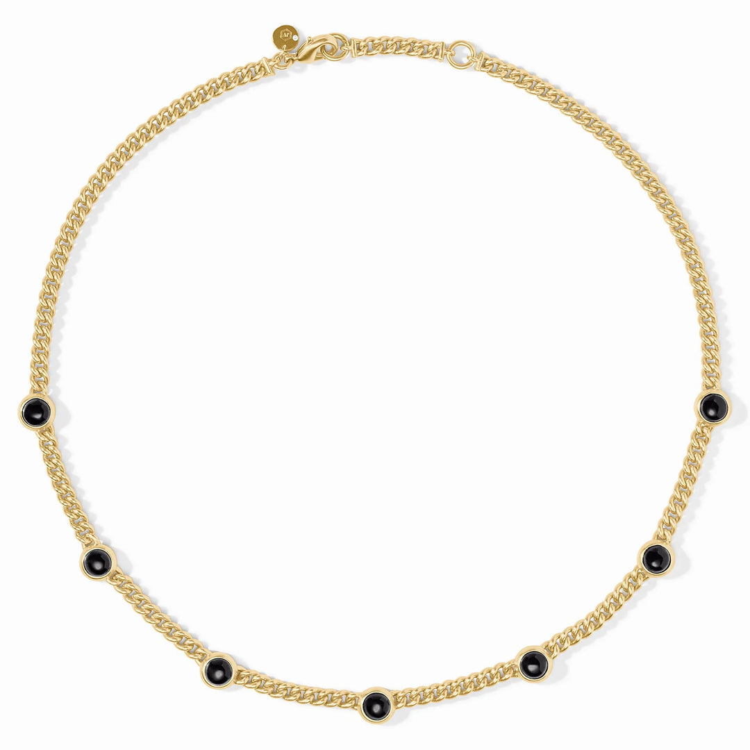 Julie Vos Dolce Delicate Station Necklace featuring signature 24K gold-plated craftsmanship and delicate glass stations.