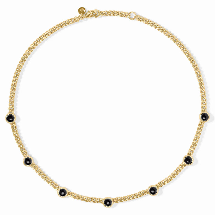 Julie Vos Dolce Delicate Station Necklace featuring signature 24K gold-plated craftsmanship and delicate glass stations.