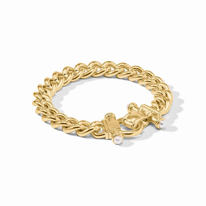 Julie Vos Dolce Demi Link Bracelet - Gold & Glass Pearl Chain
