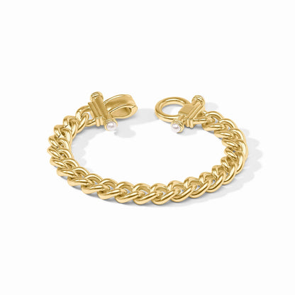 lose-up of the Julie Vos Dolce Bracelet showing the secure fold-over clasp and hallmark detail.