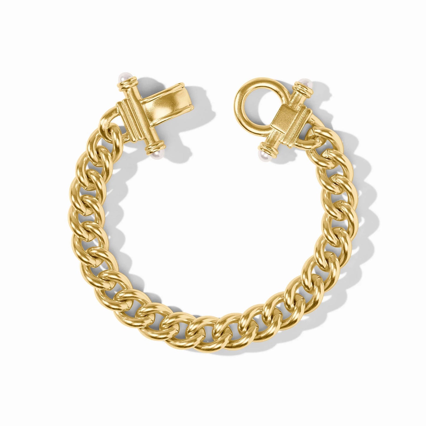 Julie Vos Dolce Demi Link Bracelet - Gold & Glass Pearl Chain