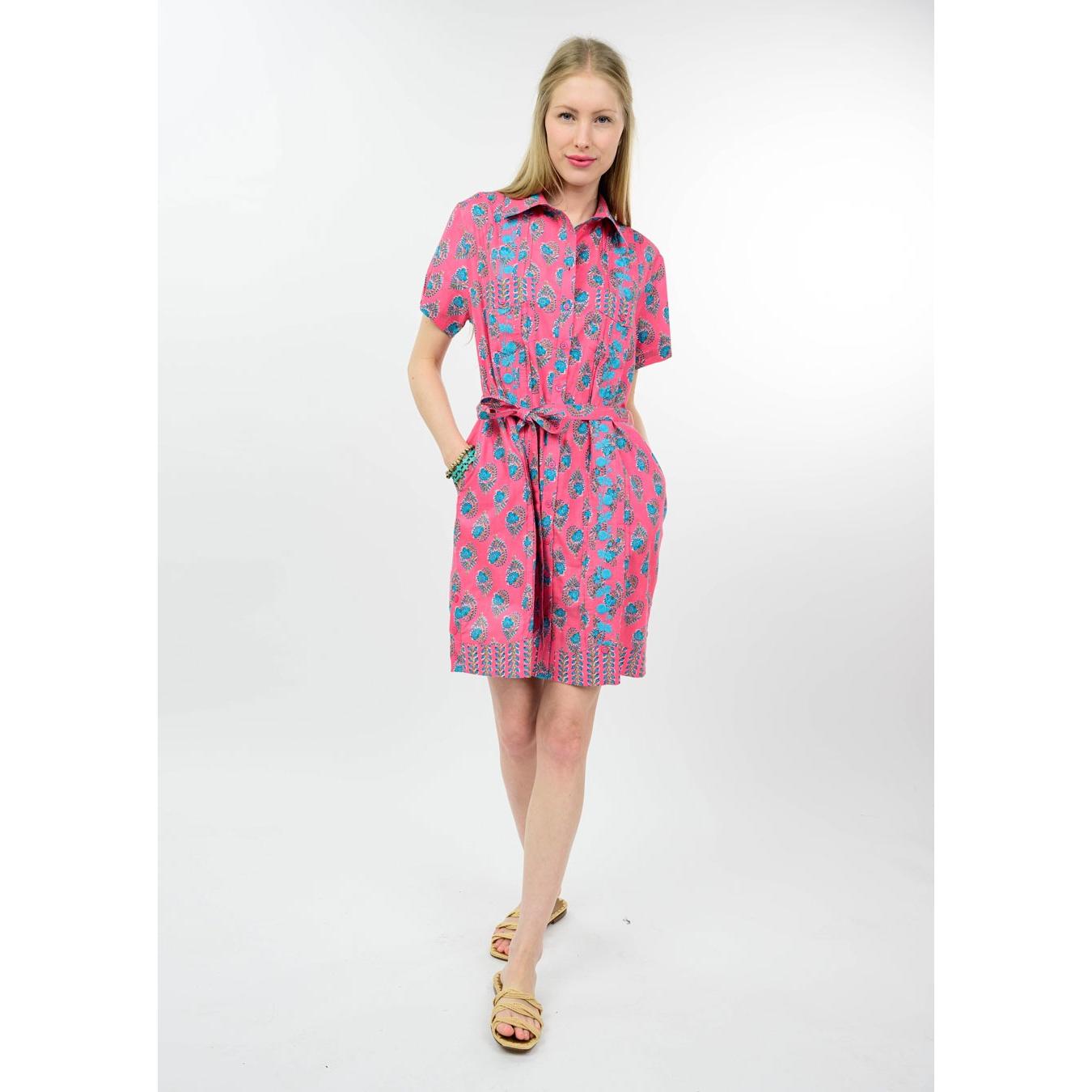 Sister Mary Dominga Embroidered Mini Dress - Pink Geranium