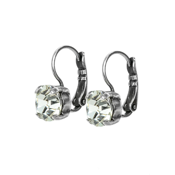 Medium Leverback Earrings in Clear - Rhodium