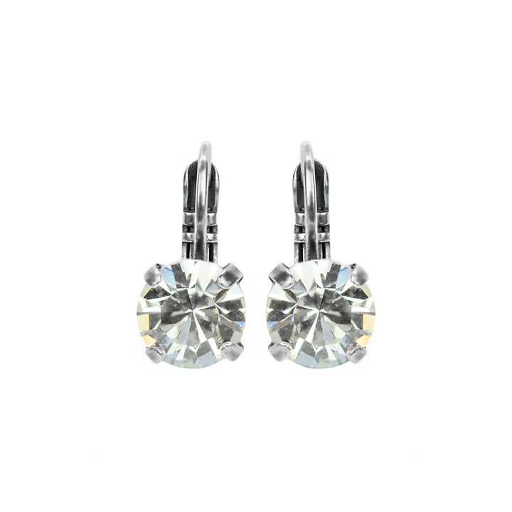 Medium Leverback Earrings in Clear - Rhodium